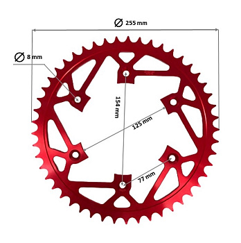 Звезда ведомая JMC 250 FRR 520 49T RED